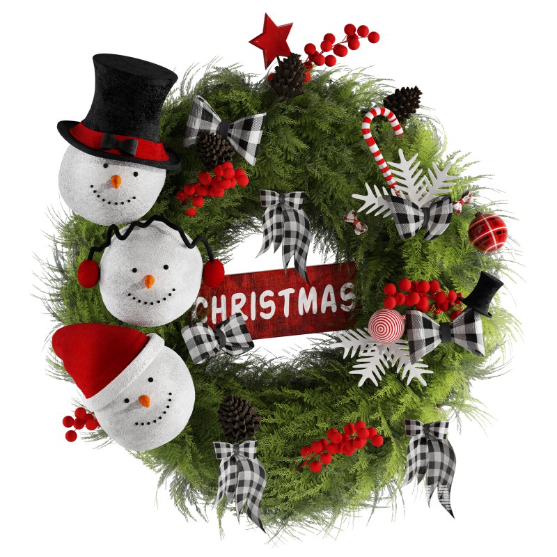 Decorative Snowman Wearth Christmas Set - Image 1