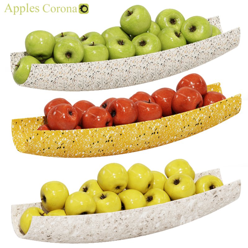 Terrazzo Bowl with Yellow Green and Red Apples - Image 1