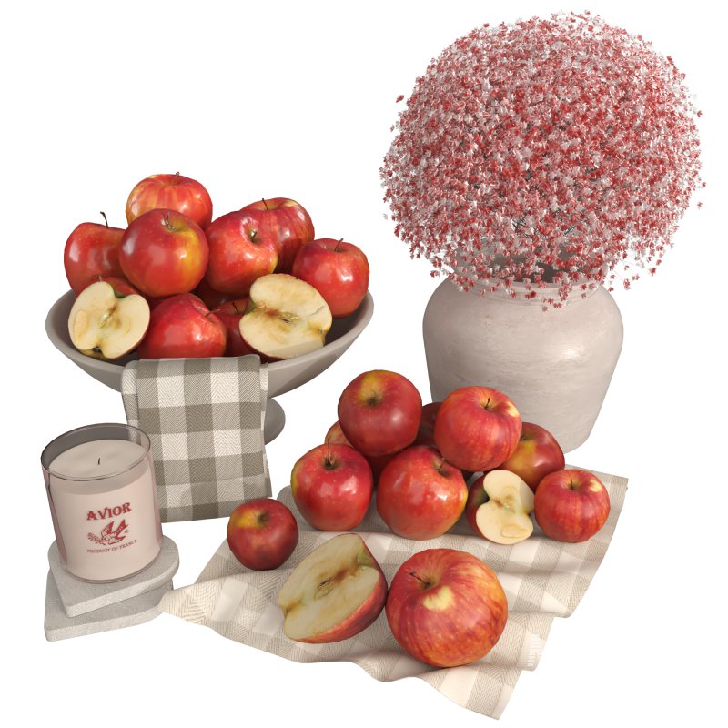 Decorative Set with Apples and Flowers - Image 1