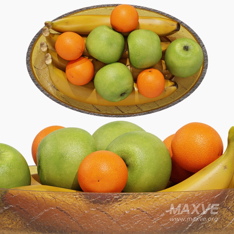 Low Glass Fruit Bowl Centerpiece with Banan Apple Orenges - Image 2