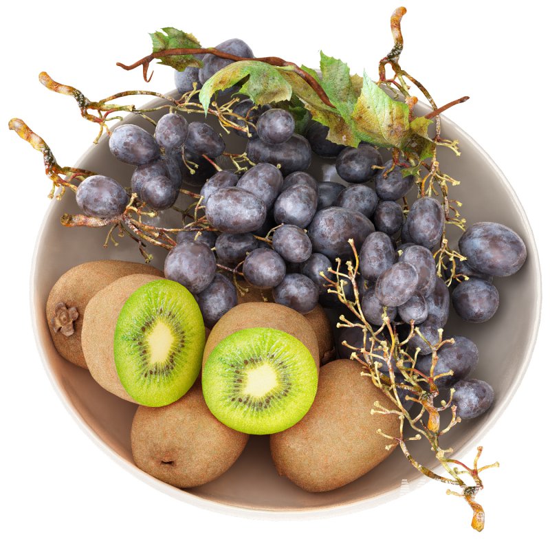 bowl of black grapes and kiwi fruit - Image 1
