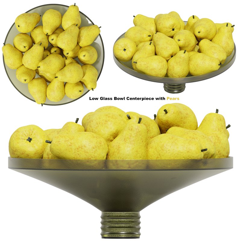 Low Glass Bowl Centerpiece with Pears - Image 1