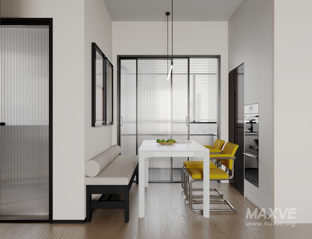 Modern living room and dining room interior scene - Image 1