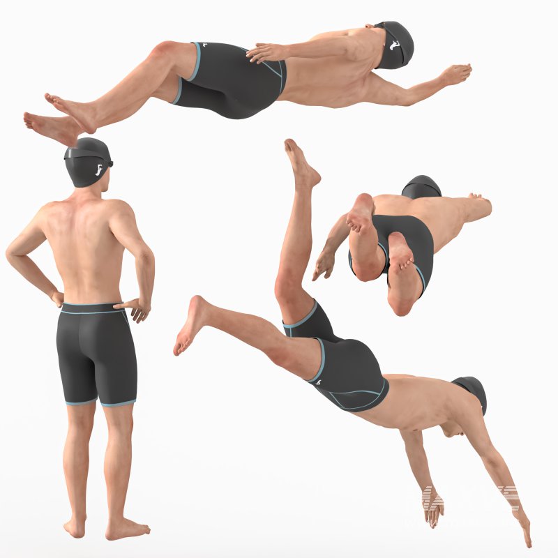 Swimmer Man 02_ 04 poses - Image 1