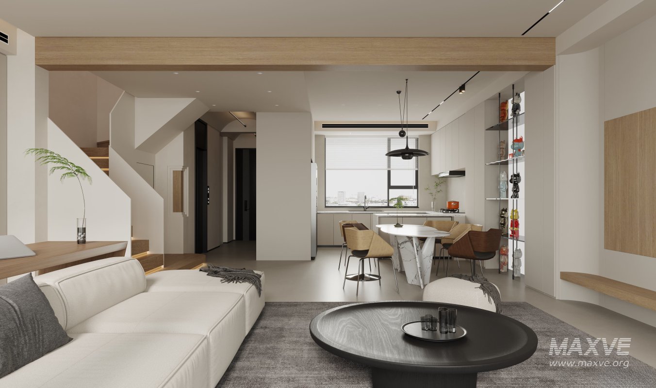 Modern living room and dining room interior scene - Image 4