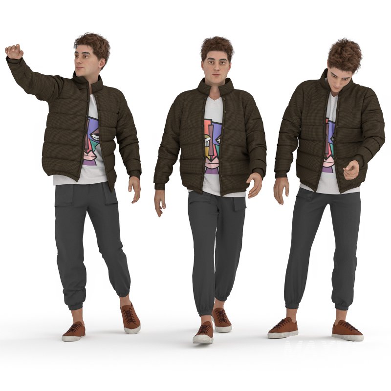 man winter clothing in 3 poses - Image 2