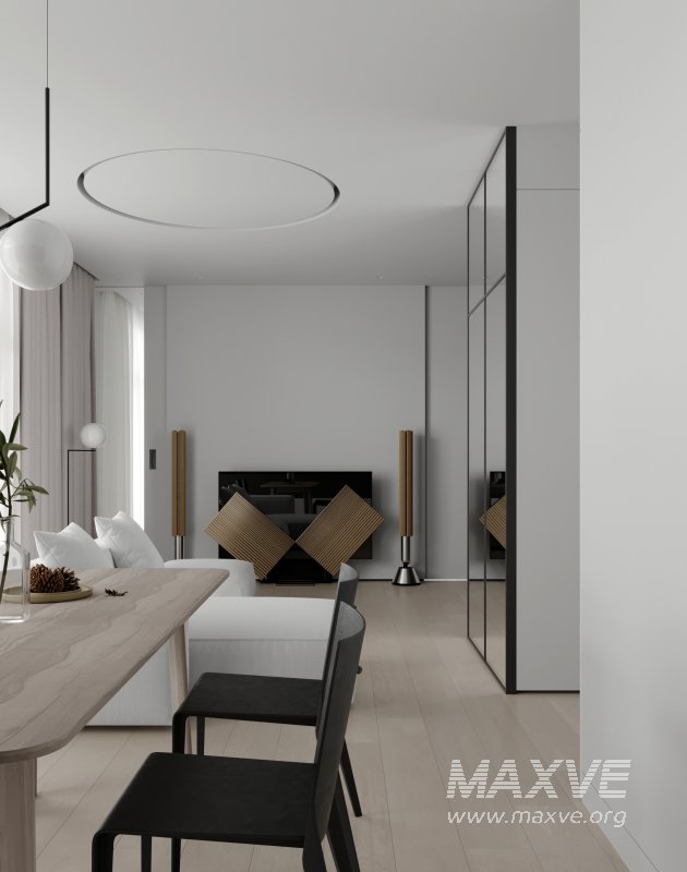 Modern living room and dining room interior scene - Image 4