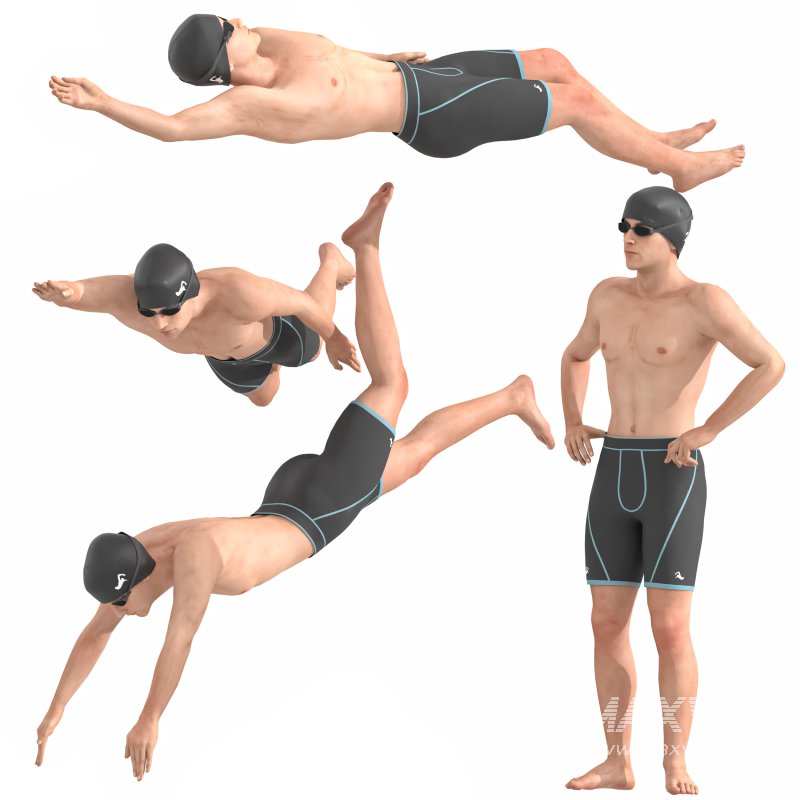 Swimmer Man 02_ 04 poses - Image 2