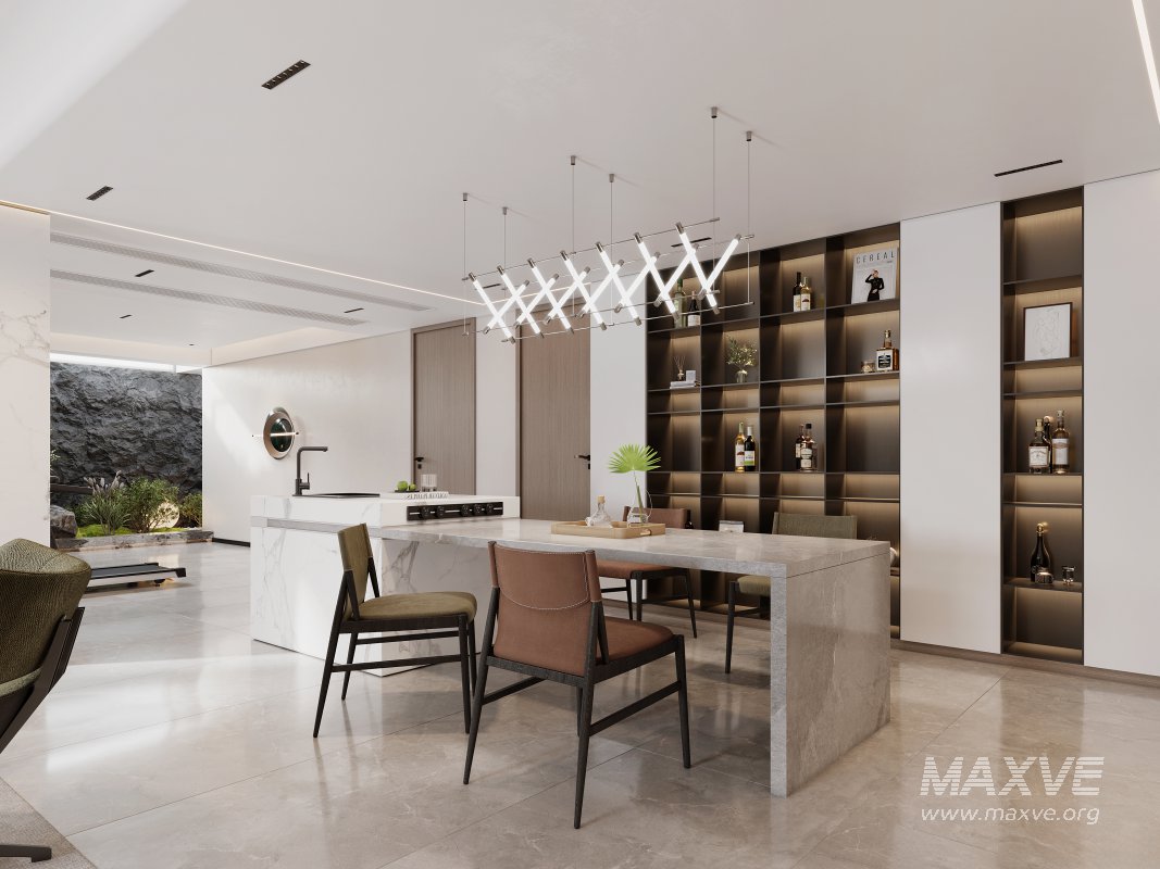 Modern living room and dining room interior scene - Image 2