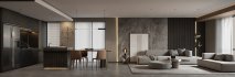 Modern living room and dining room bedroom interior scene - Thumbnail 1