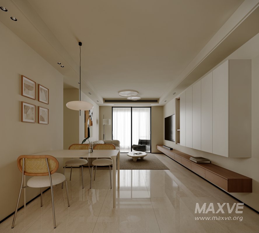 Modern living room and dining room interior scene - Image 4