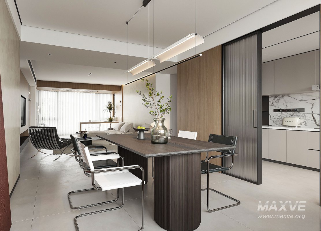 Modern living room and dining room interior scene - Image 5