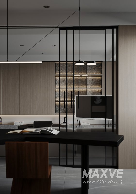 Modern living room and dining room interior scene - Image 8