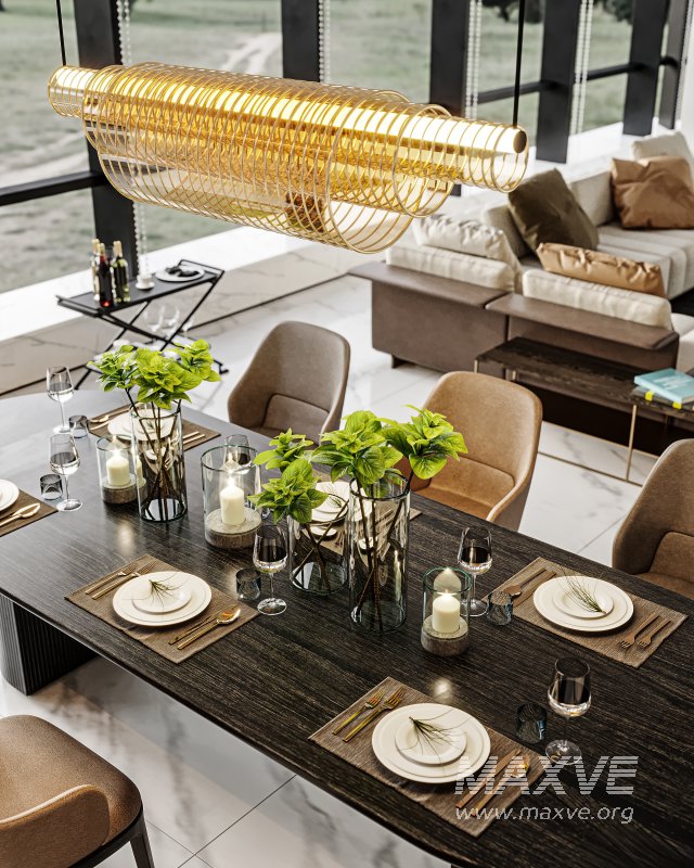 Modern living room and dining room interior scene - Image 3