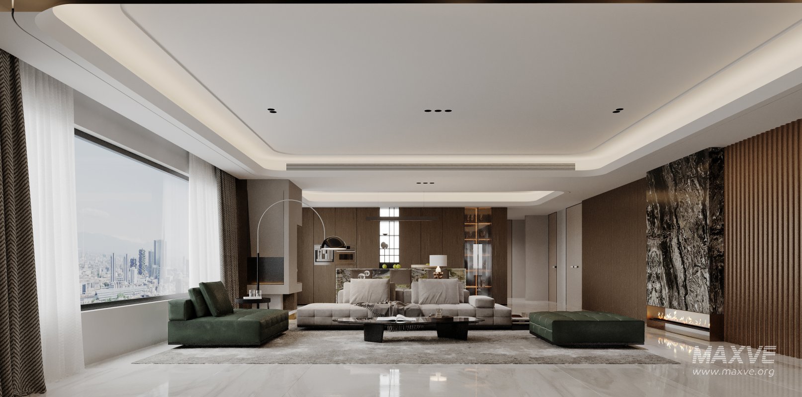 Modern living room and dining room interior scene - Image 3