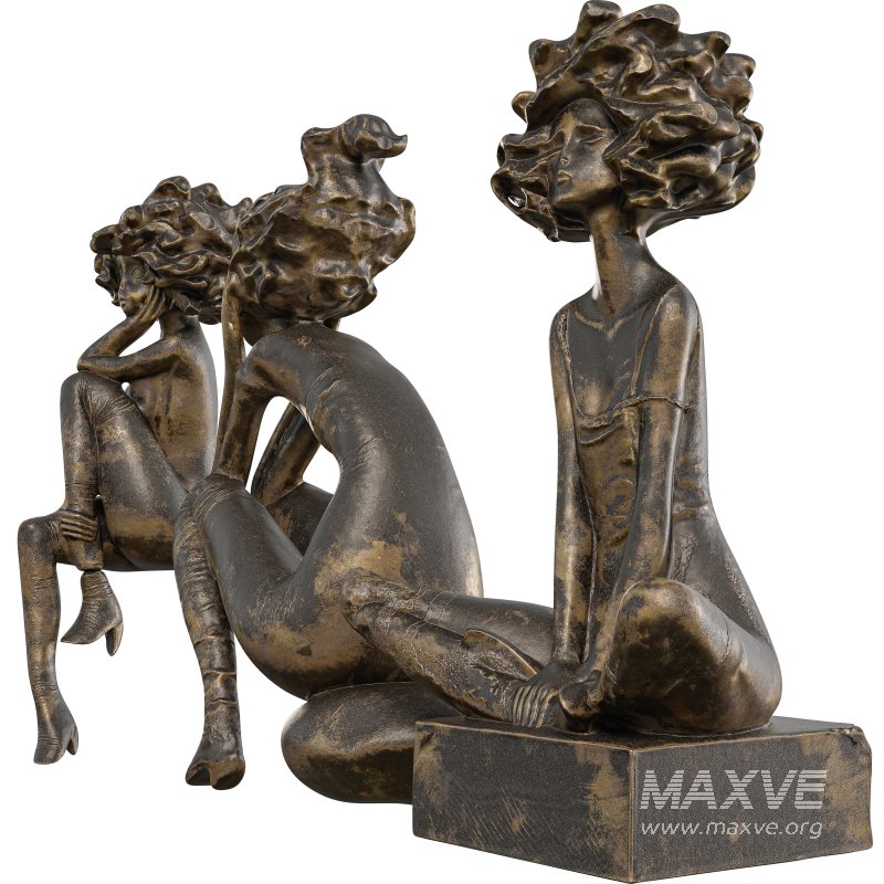Antique Stylized Girl Collection Statue - Image 4