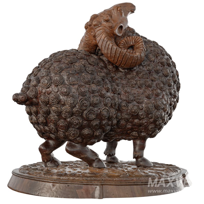 Wooden Sheep Statue - Image 1