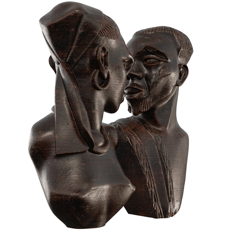 Wooden African Couple Statue - Image 1