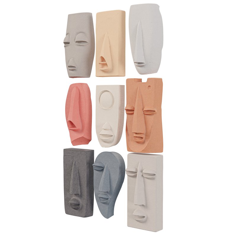 Wall Mount Abstract Tribal Mask Collection - Image 1