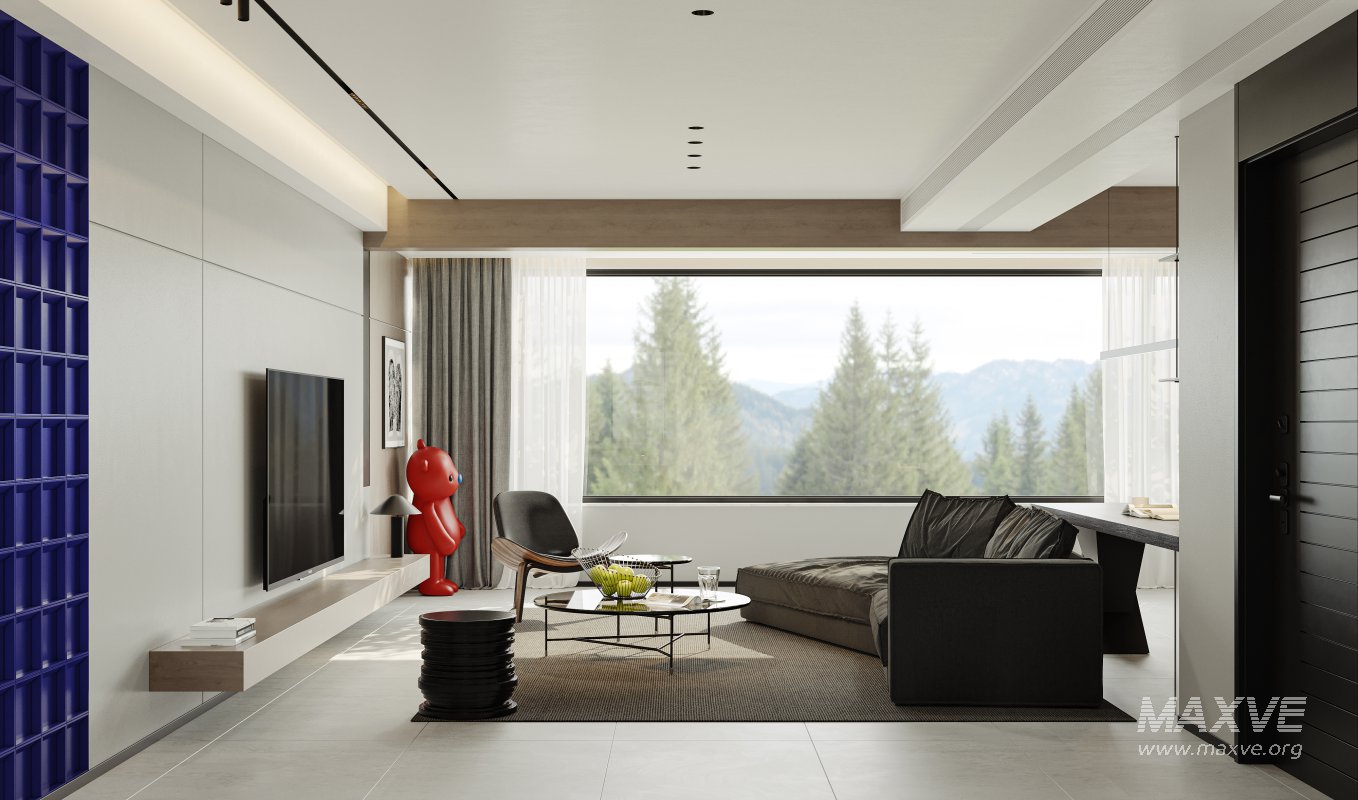 Modern living room and dining room interior scene - Image 4