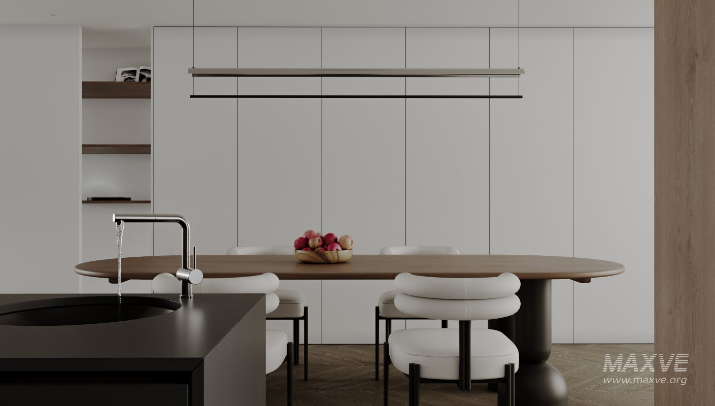 Modern living room and dining room interior scene - Image 2