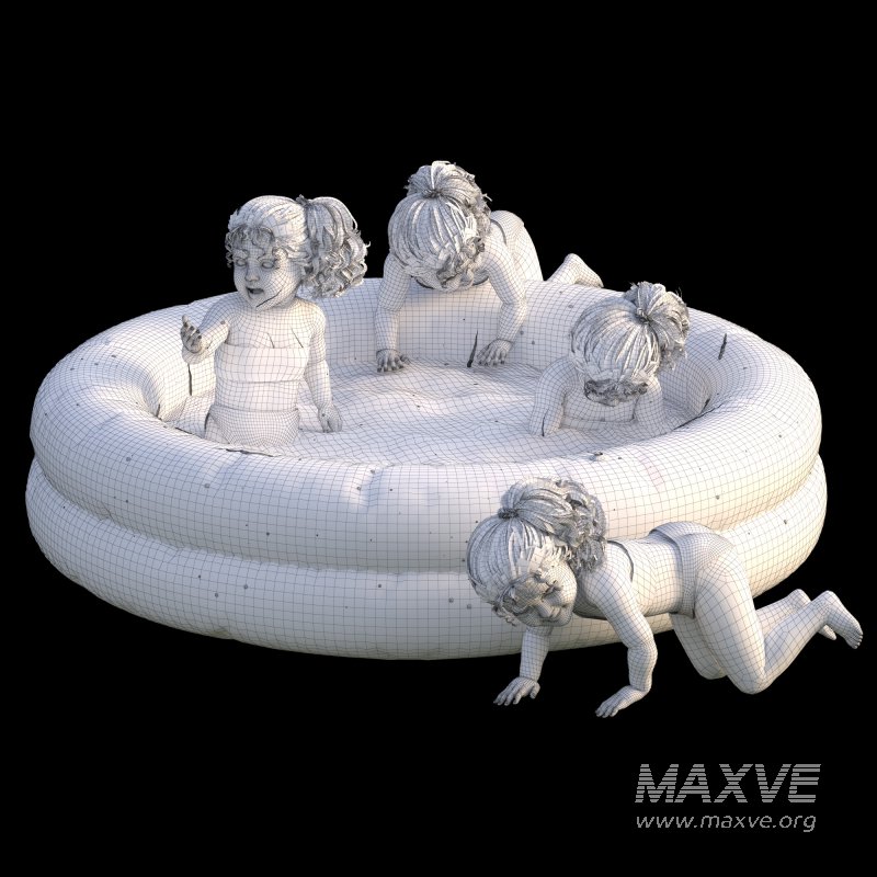 Kid Girl in Inflatable pool 04 Poses - Image 5