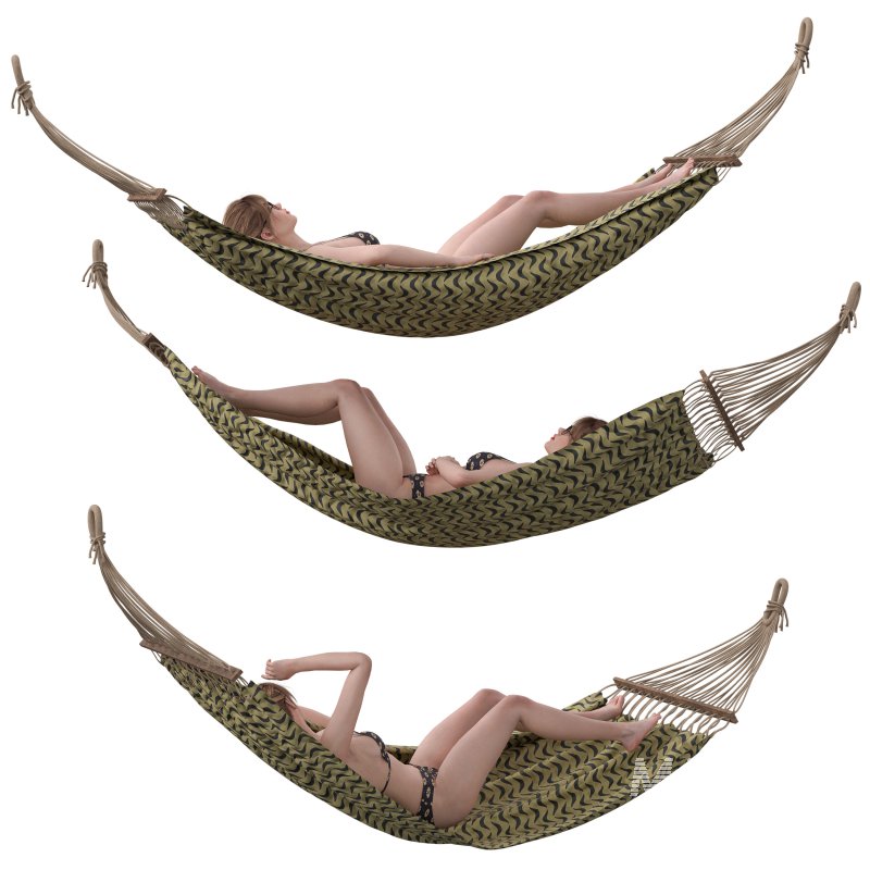 Hammock_bikini_woman in 3 poses - Image 1