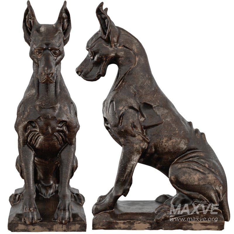 wooden dog Statue 01 - Image 6