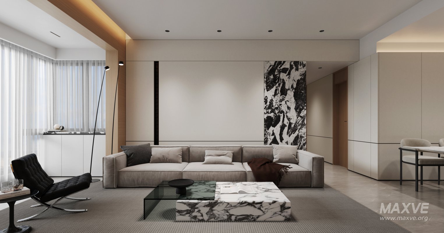 Modern living room and dining room interior scene - Image 2