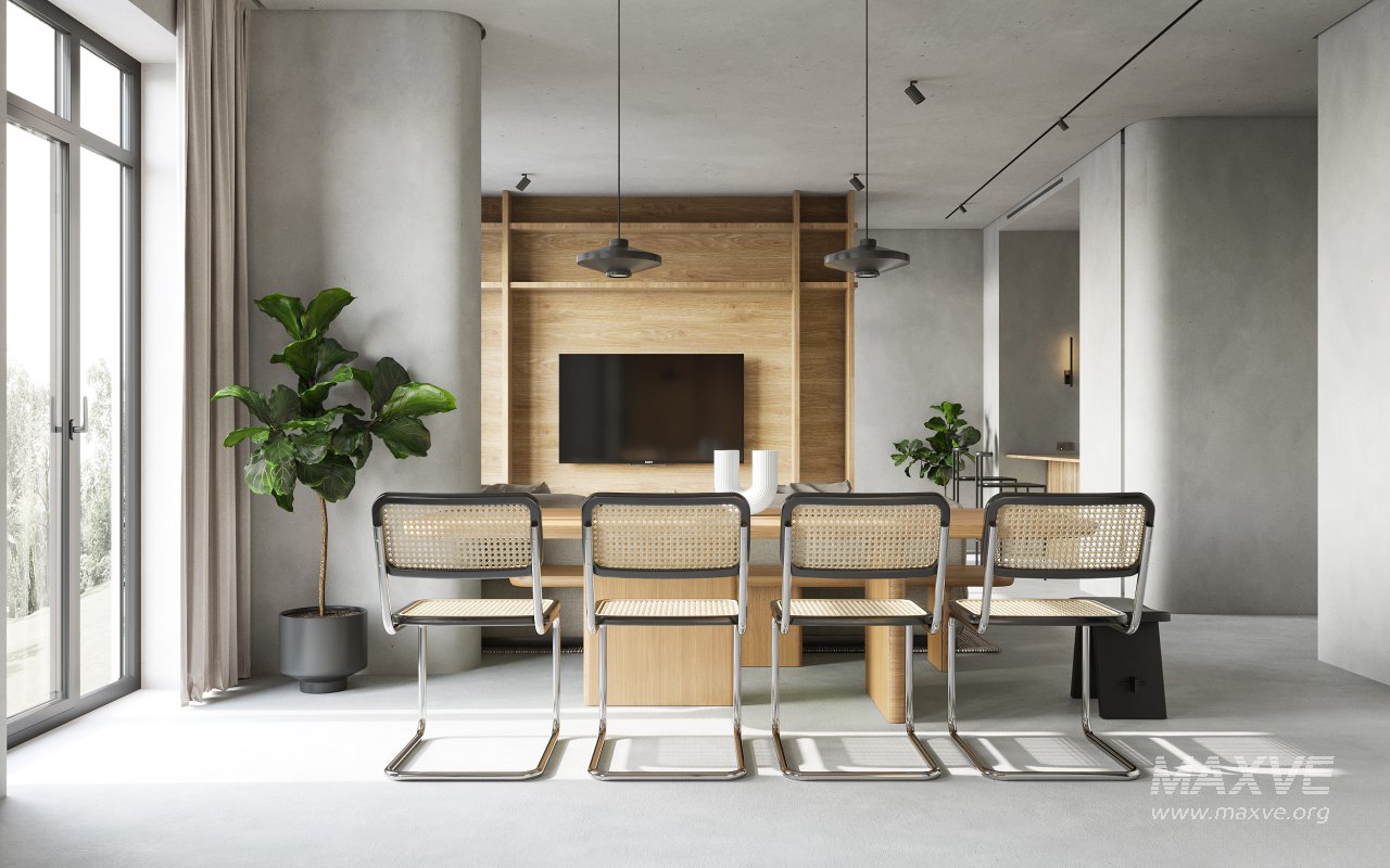 Modern living room and dining room interior scene - Image 8