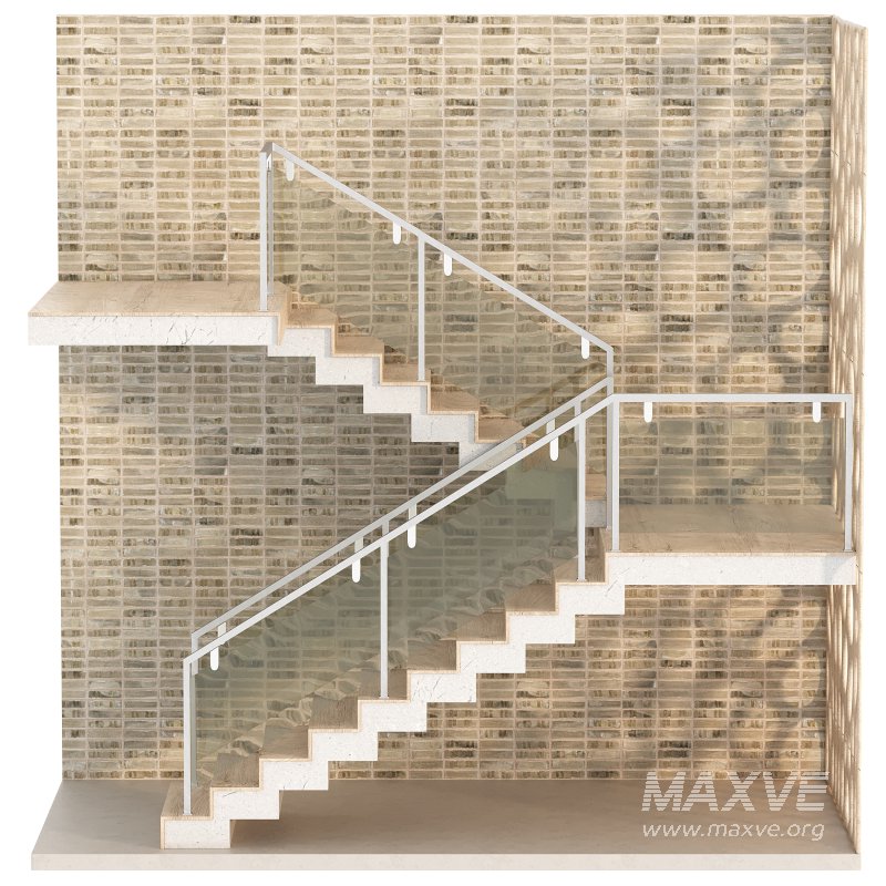 wooden staircase with brick wall - Image 5