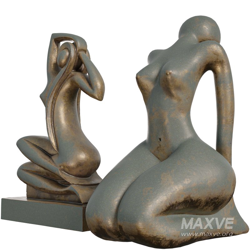 Abstract Bronze Female Figure Sculpture - Image 1