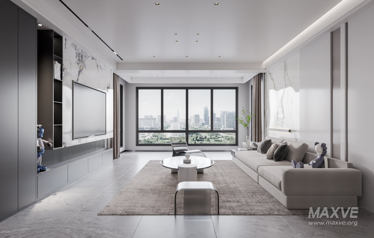 Modern living room and dining room interior scene - Image 1