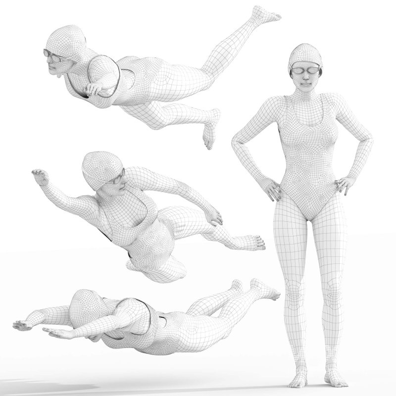 Swimmer woman 04 Poses - Image 2