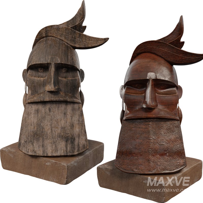 Wooden Viking Warrior Bust Mythical - Image 2