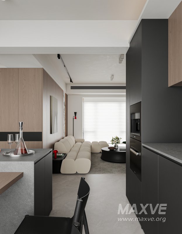 Modern living room and dining room interior scene - Image 2