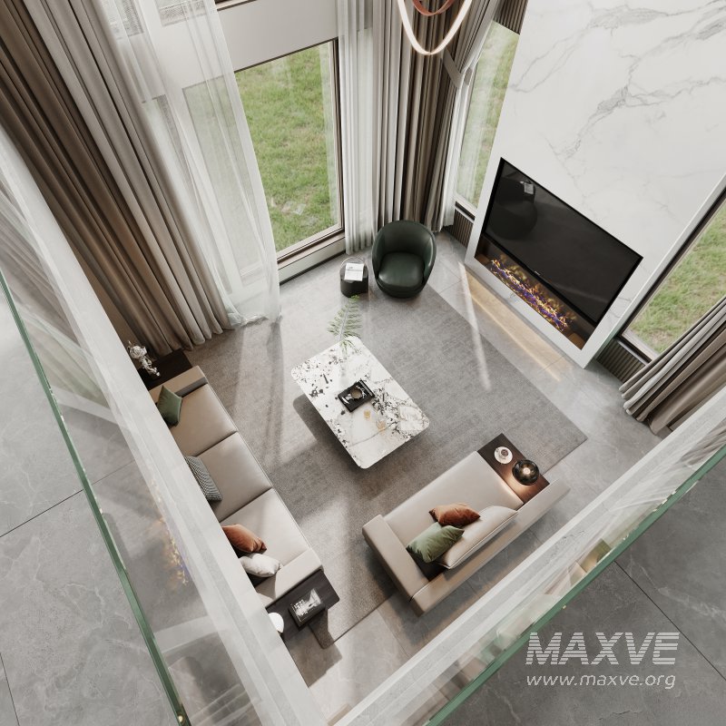 Modern living room and dining room interior scene - Image 7