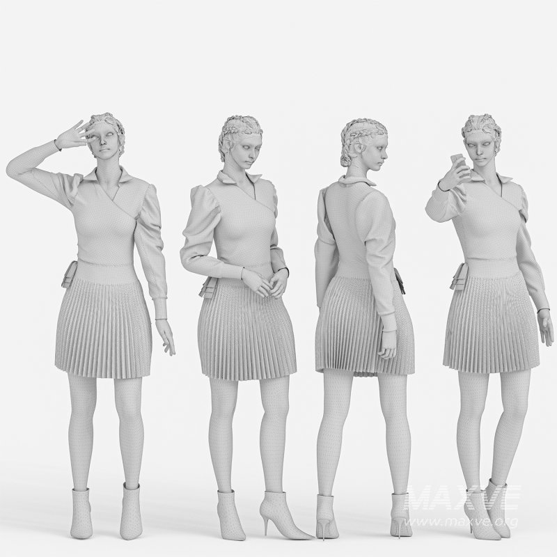 Woman With Skirt in 04 Poses - Image 1