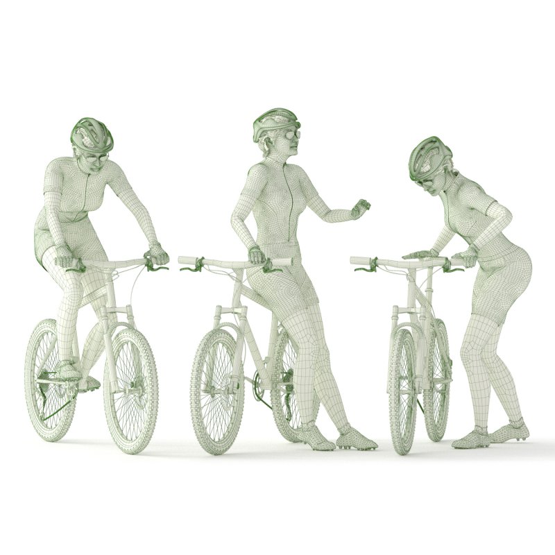 Cyclist woman in 03 poses - Image 2