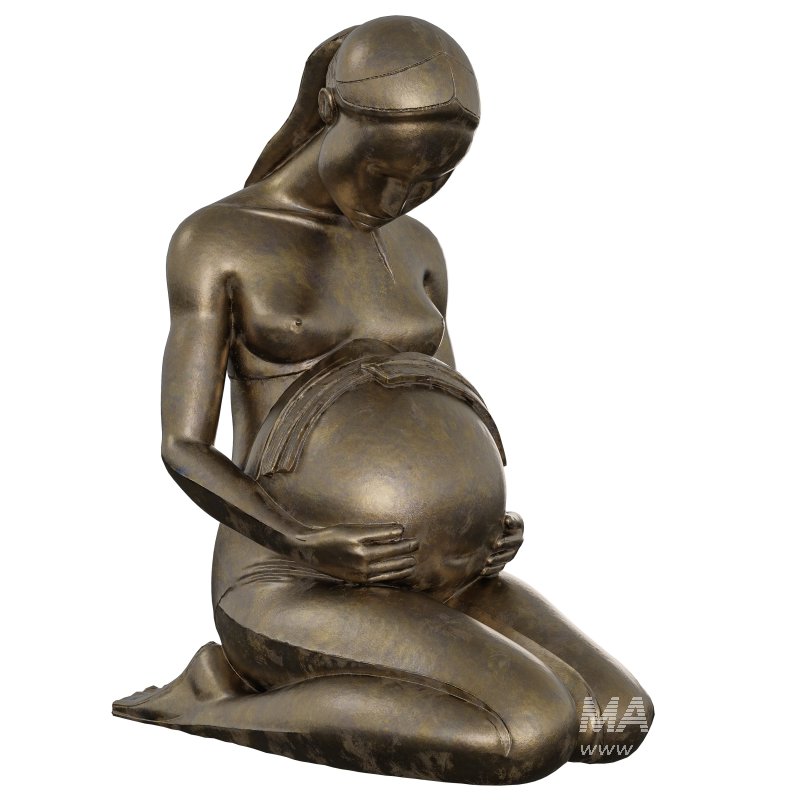Antique Pregnant Mothers Embrace - Image 3