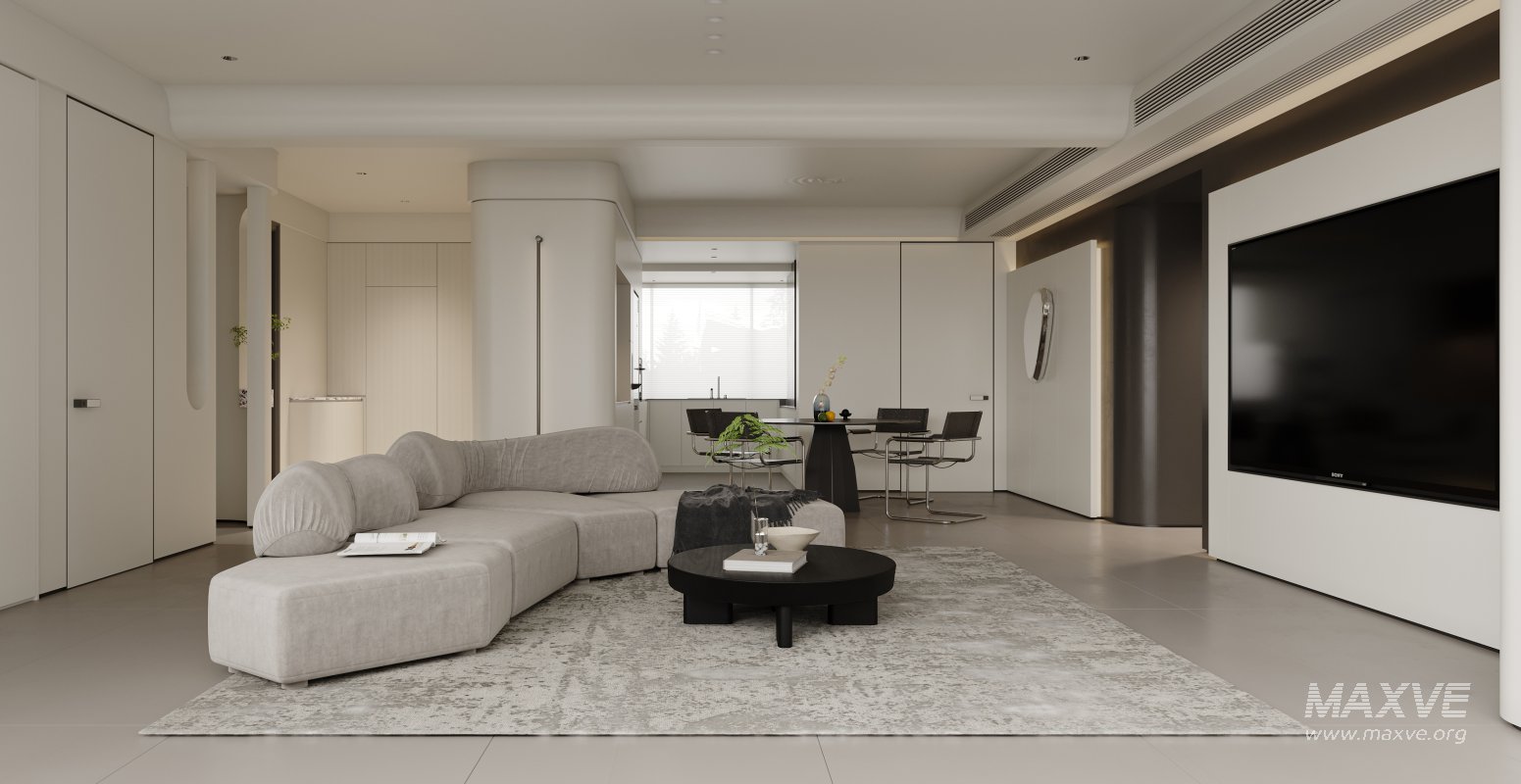 Modern living room and dining room interior scene - Image 6