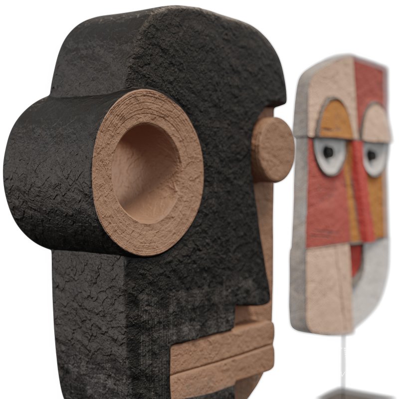 Abstract Tribal Mask Sculpture - Image 1