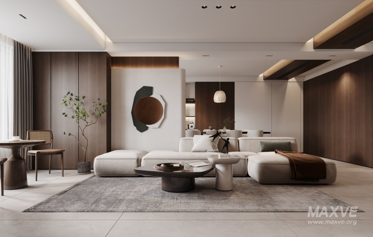 Modern living room and dining room interior scene - Image 6