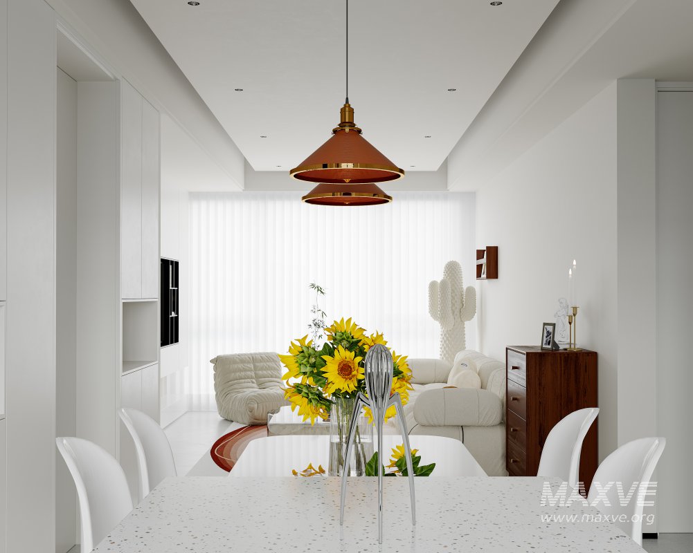 Modern living room and dining room interior scene - Image 8
