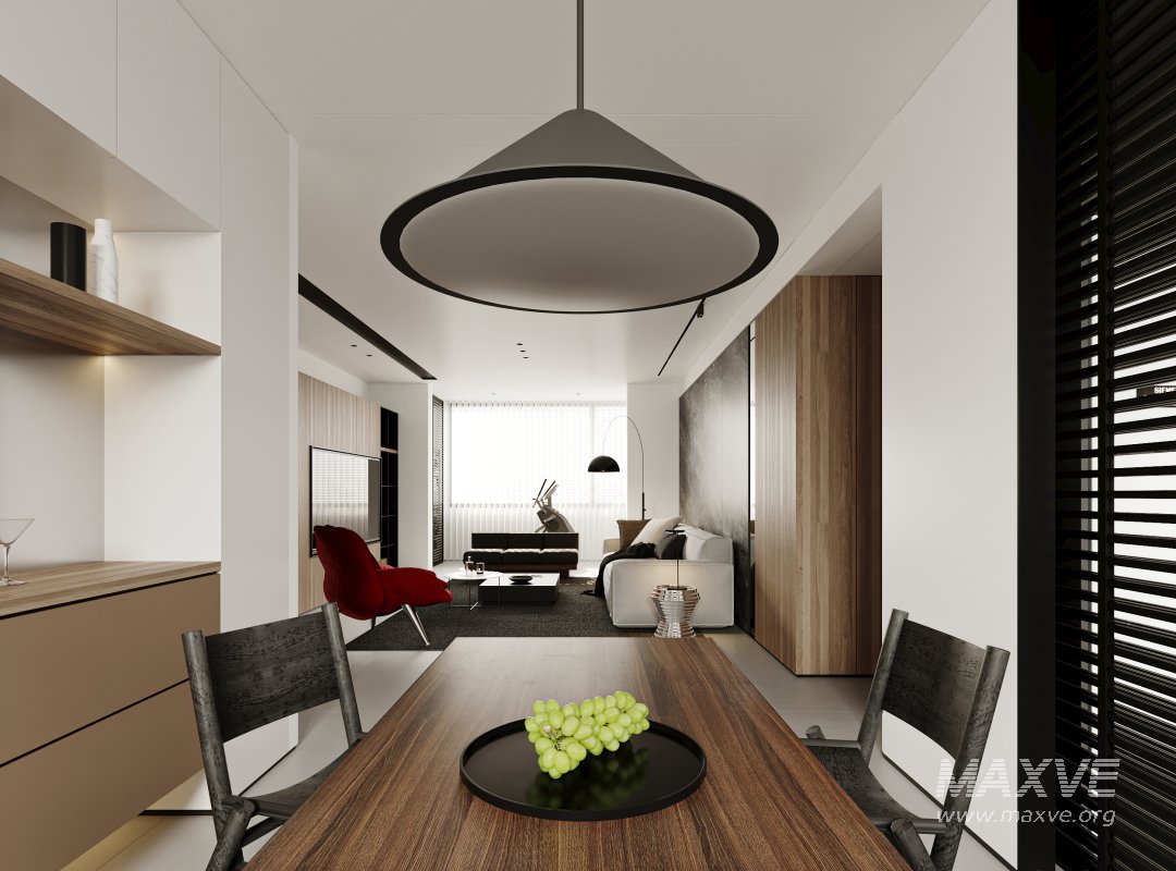 Modern living room and dining room interior scene - Image 1