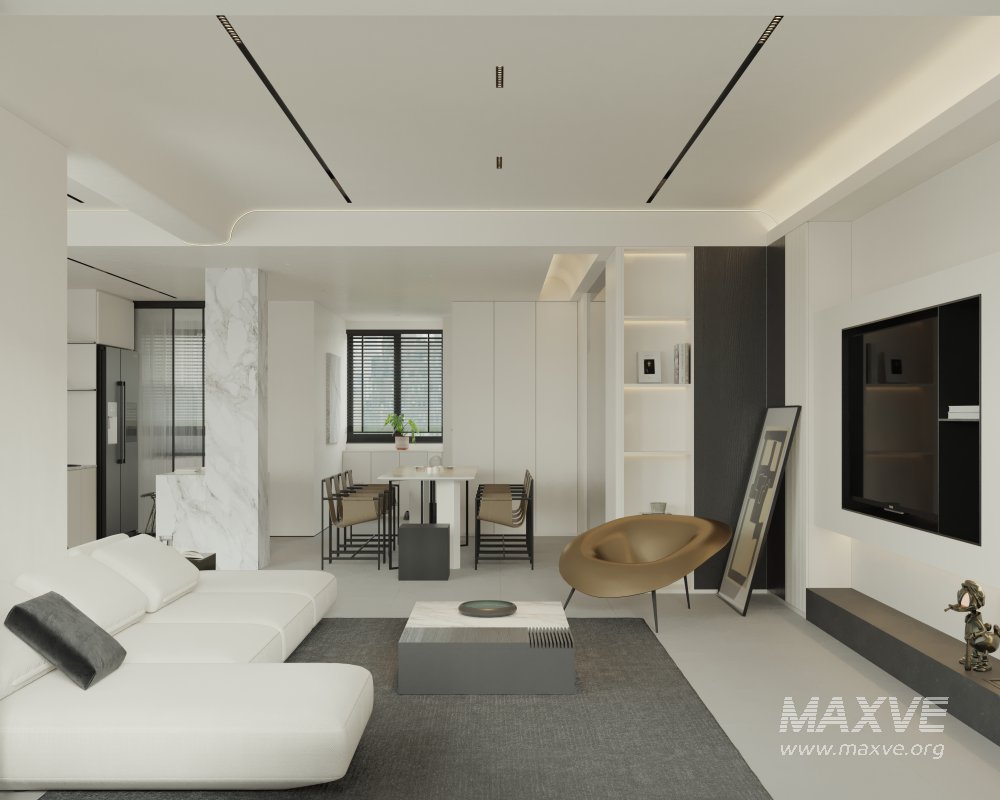 Modern living room and dining room bedroom interior scene - Image 5