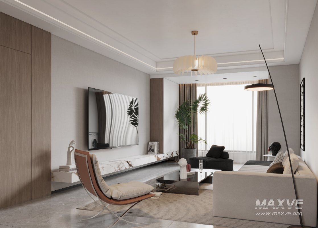 Modern living room and dining room interior scene - Image 4