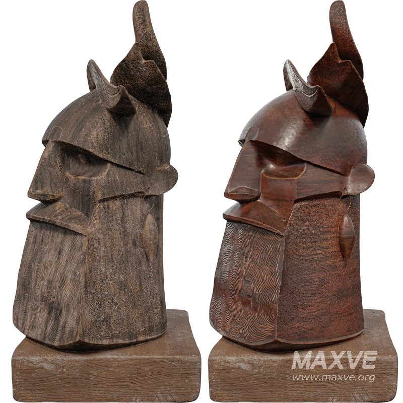 Wooden Viking Warrior Bust Mythical - Image 4