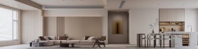 Modern living room and dining room interior scene - Thumbnail 2