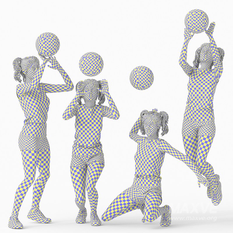 Vollyball Woman in 04 Poses - Image 2